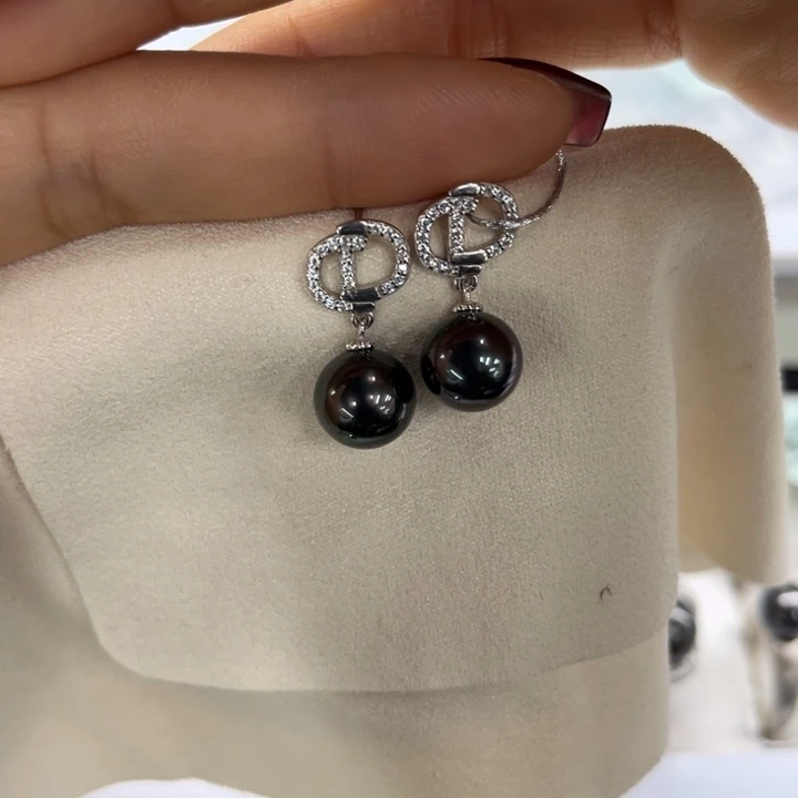 海水珍珠耳饰银S925镶嵌可打6.6折