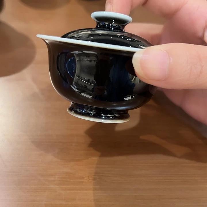 纯手工胎乌金釉盖碗