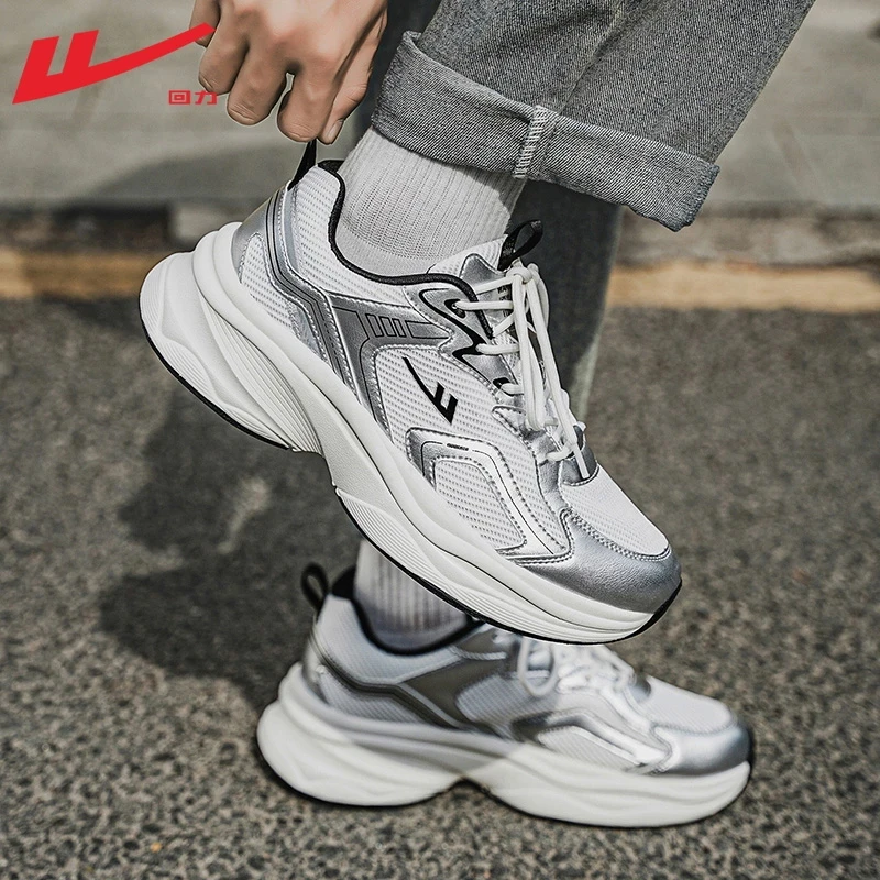 回力女鞋厚底老爹鞋女款2025新款秋季透气小白鞋网面休闲运动鞋子