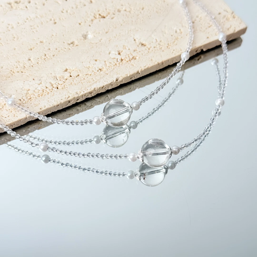 【白水满天星】白水晶12mm吊坠白琉璃项链面小仙多样性发其一