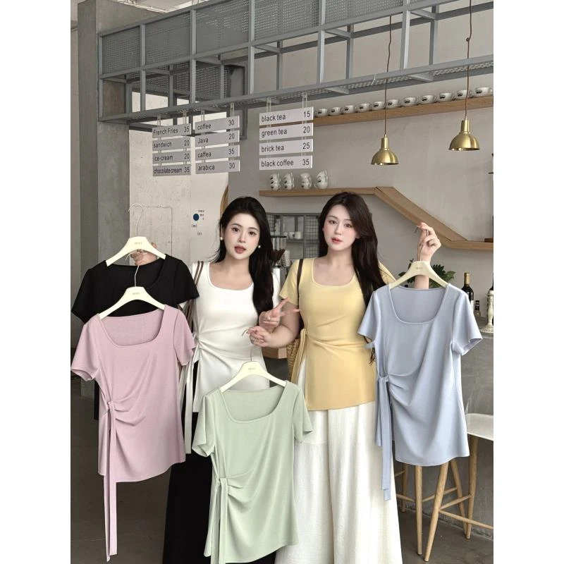 现货【赫饰】欧若风胖MM大码新款时尚显瘦设计感小众上衣T恤04038D