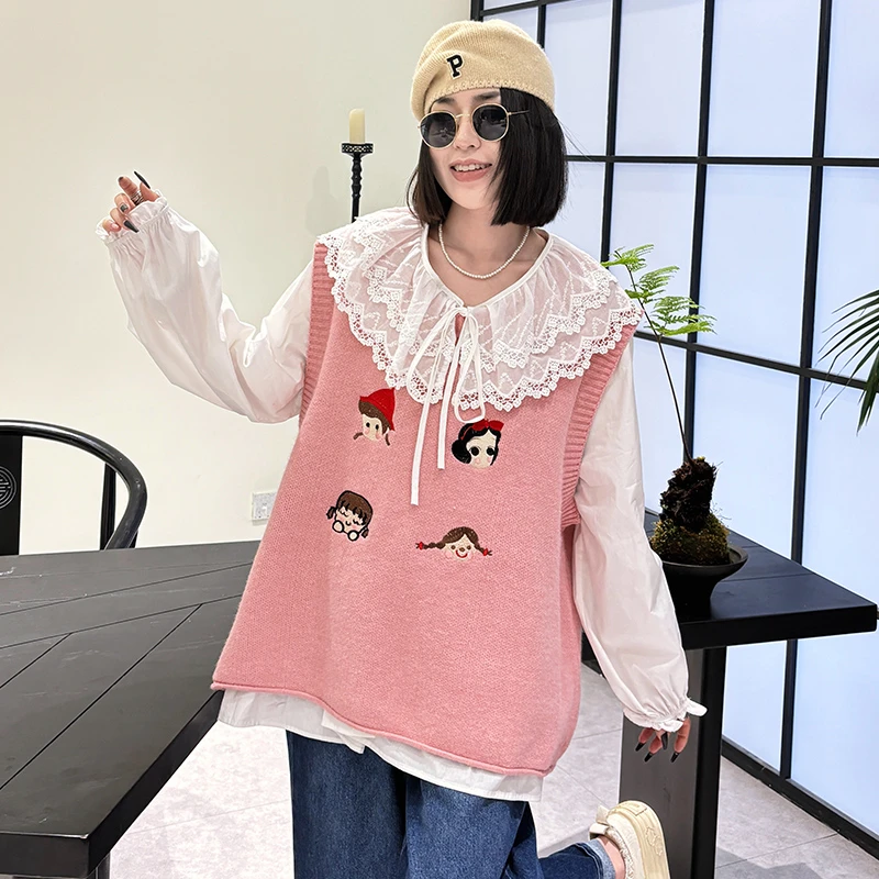 大码针织衫马甲女240斤胖妹妹宽松马夹时尚可爱减龄春季2025新款