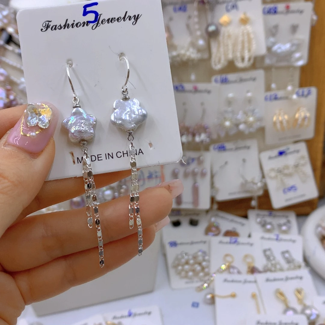 淡水珍珠耳饰银S925镶嵌