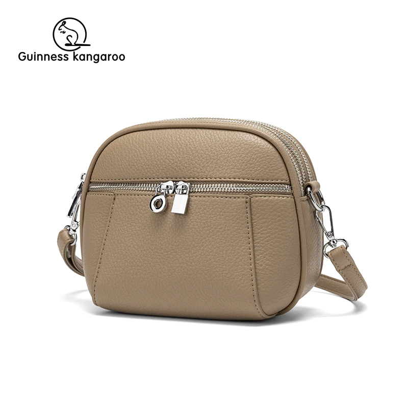 设计师款时尚多隔层包包女士减龄真皮贝壳包简约单肩绣线斜挎包