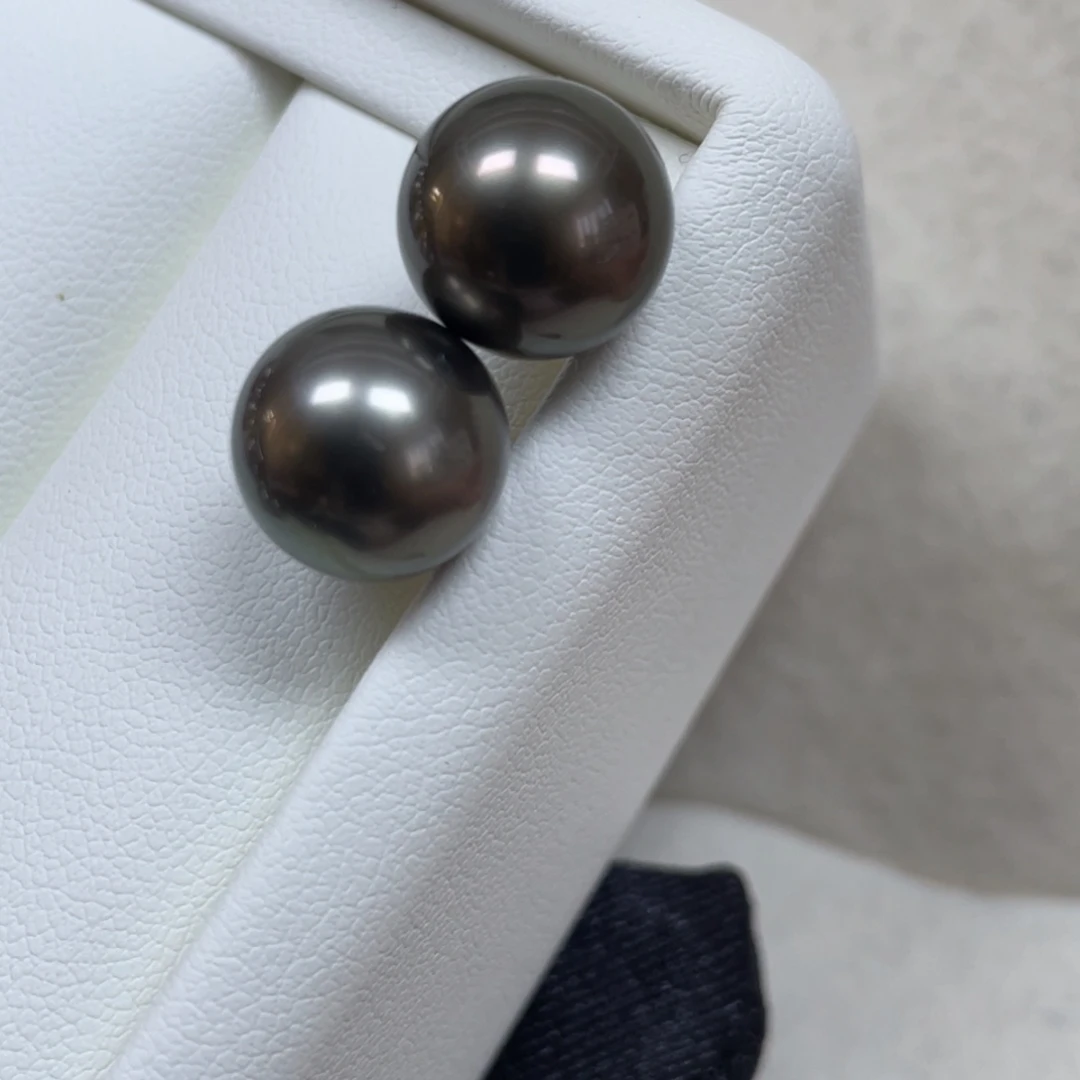 海水珍珠耳饰18K金镶嵌11-12mm