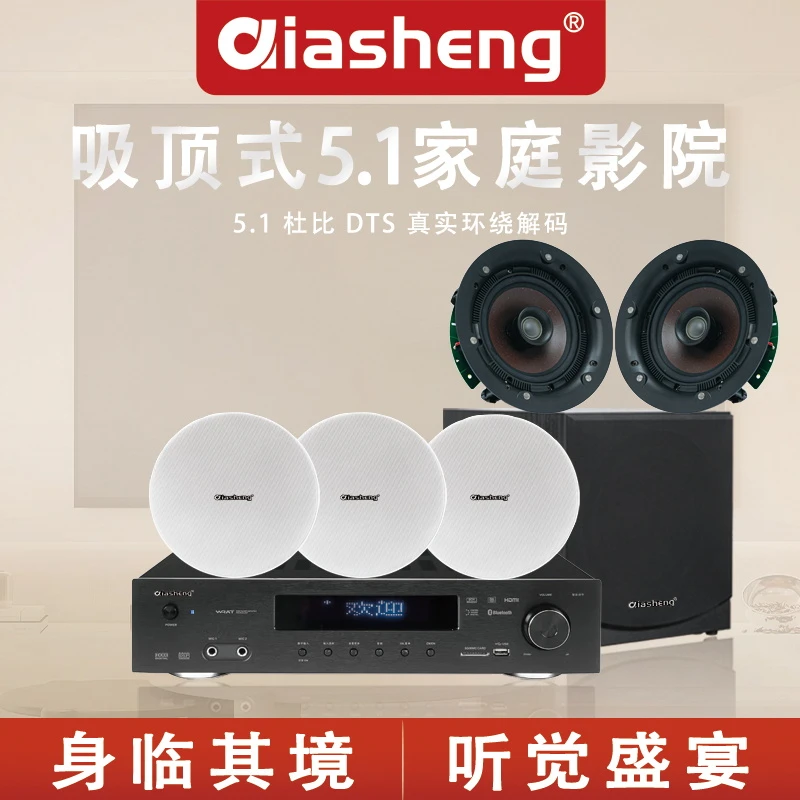 QIASHENG家庭影院5.1吸顶式音响电视家用吊顶音箱环绕嵌入式喇叭