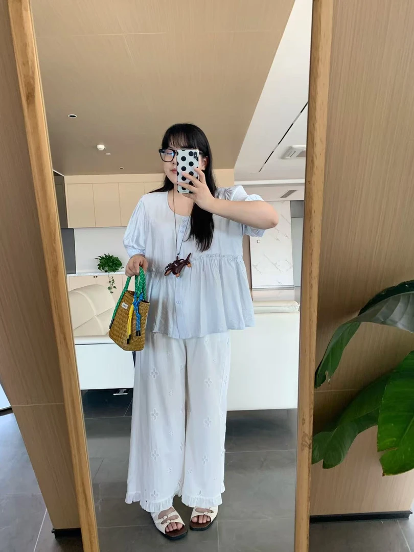 【鱼白专属】【运补6-10】圆领短袖衬衫女夏季新款设计感别致上衣