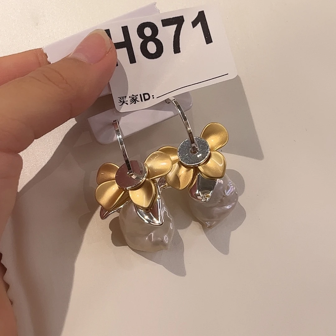 合金淡水珍珠耳饰