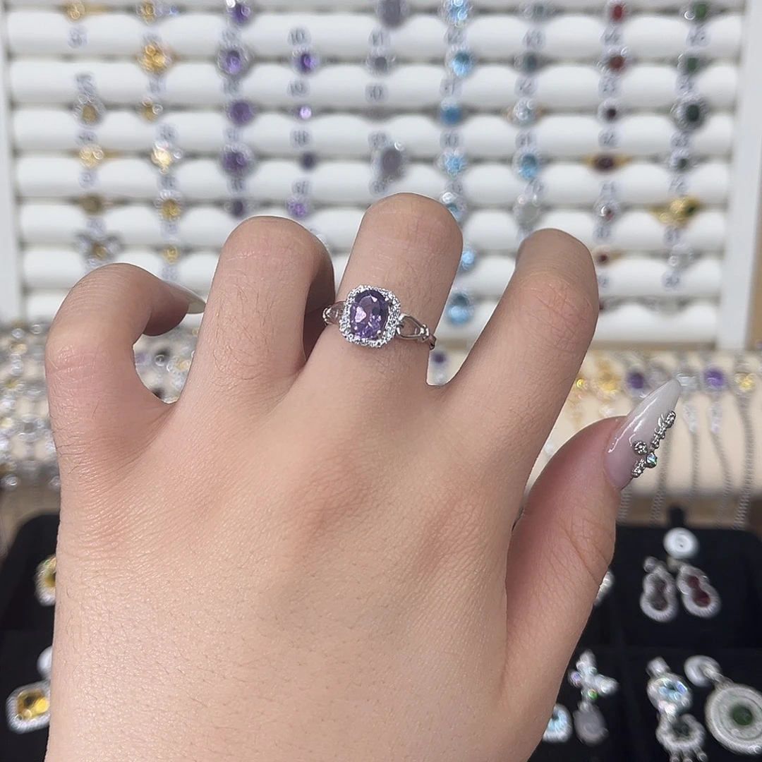 银S925镶嵌戒指紫晶