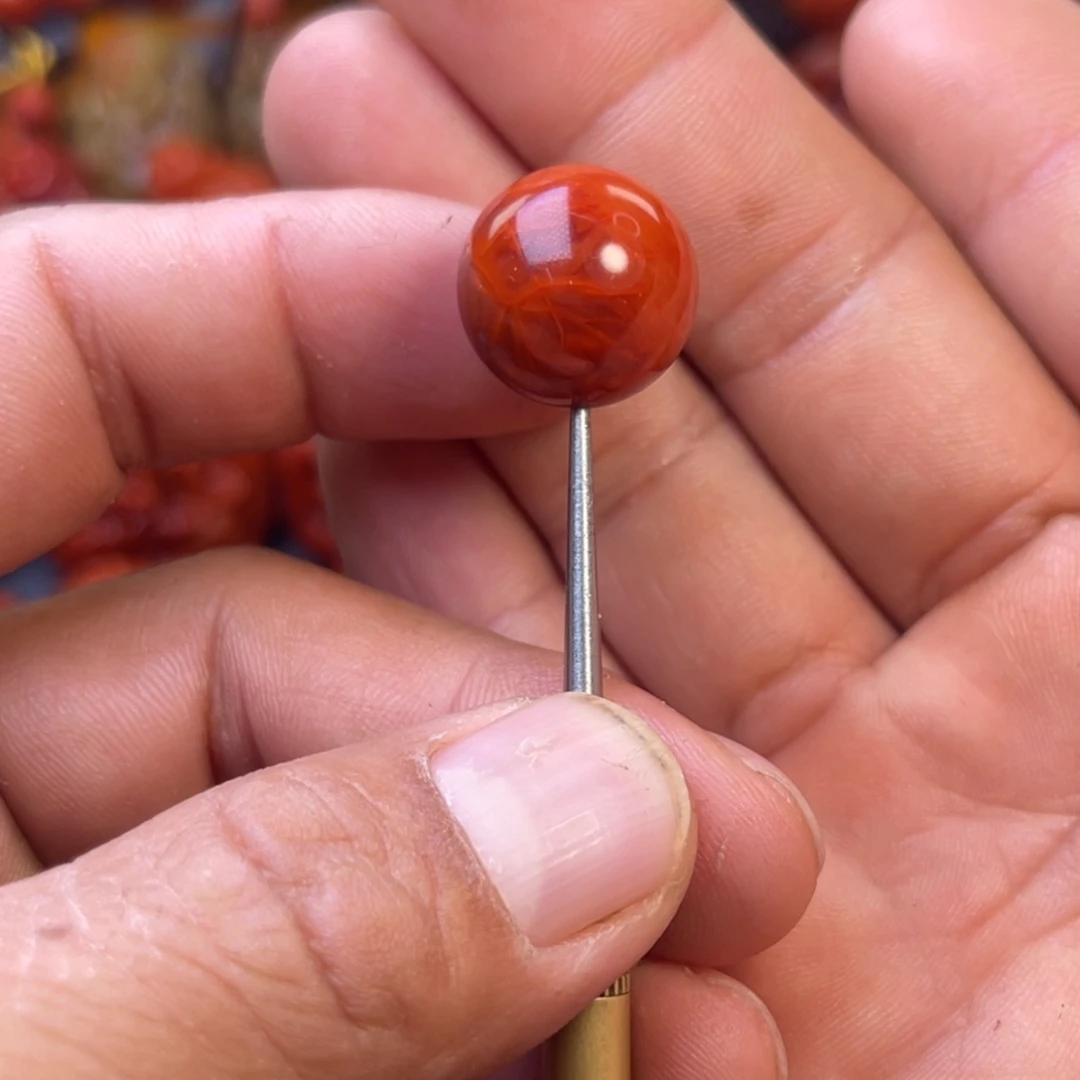 南红玛瑙未镶嵌川料精工圆珠卡16➕