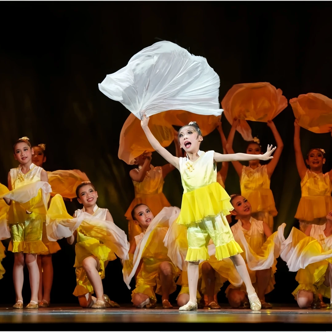 儿童六一演出服俺是黄河水舞蹈服小荷风采表演服扇子舞秧歌服少儿