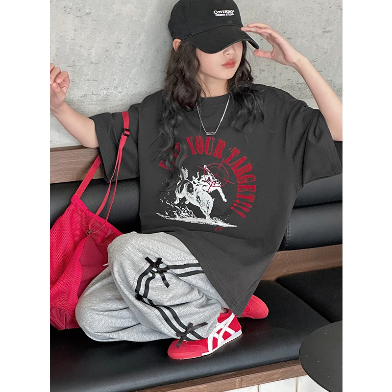 K28040女童短袖T恤2025夏装新款儿童上衣女大童春夏时尚百搭半袖t