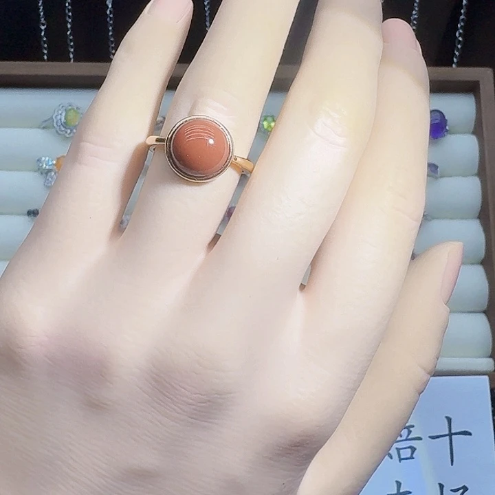南红玛瑙银S925镶嵌戒指