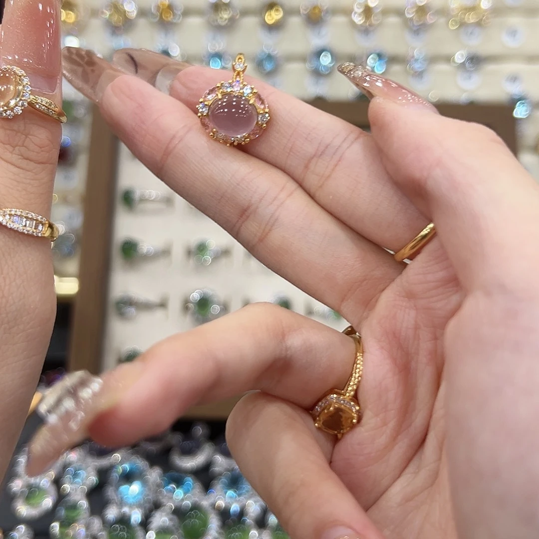 j***e萤石戒指银S925镀金镶嵌