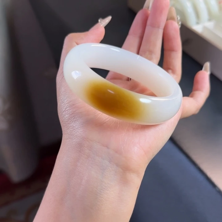 未镶嵌手镯和田玉红糖宽胎60圈