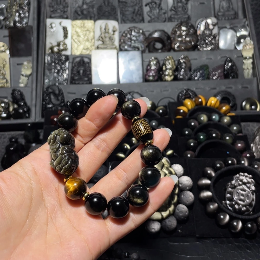 恋***风黑曜岩未镶嵌珠宝奇石