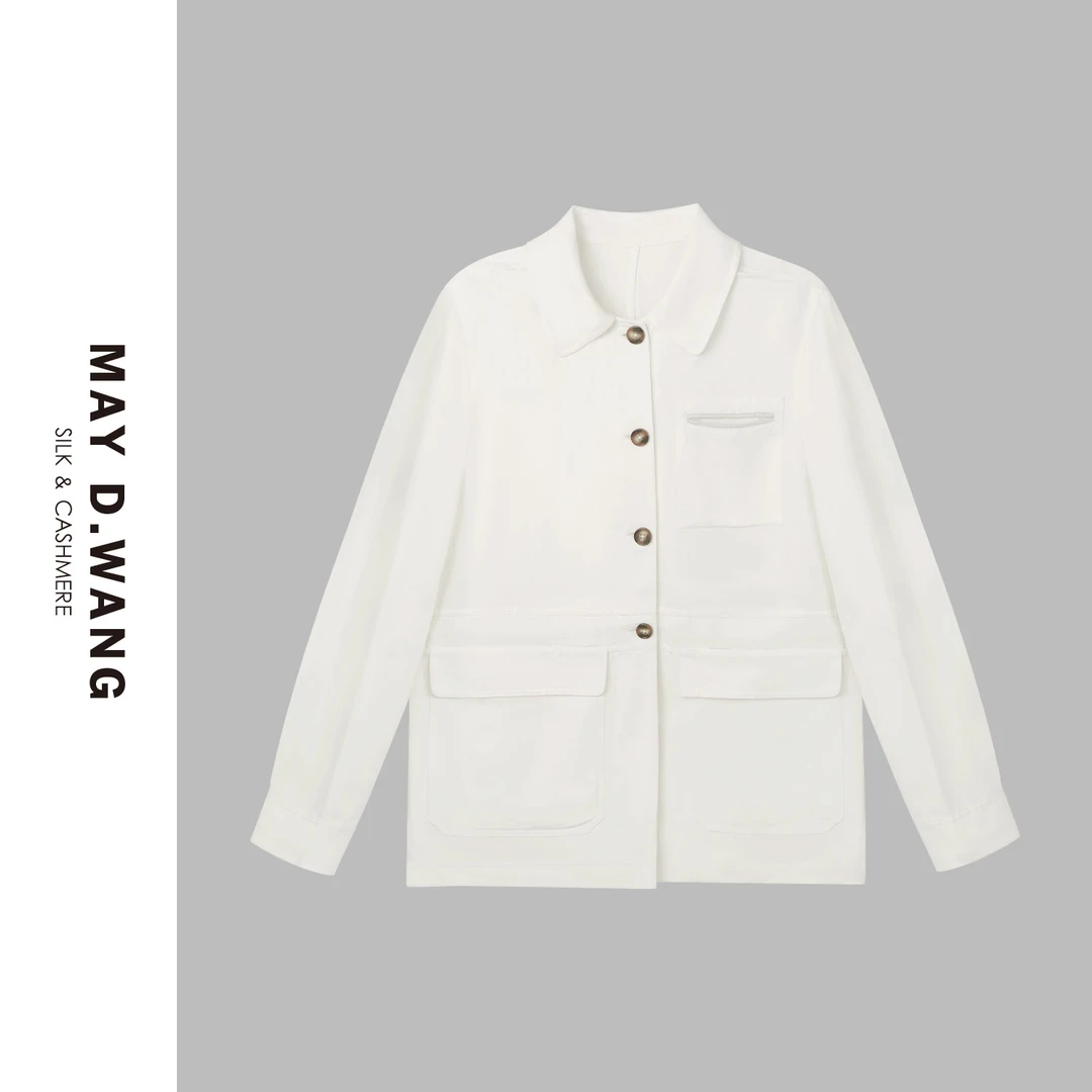 王之造老钱风休闲宽松翻领单排扣丝麻夹克外套 F2F1154