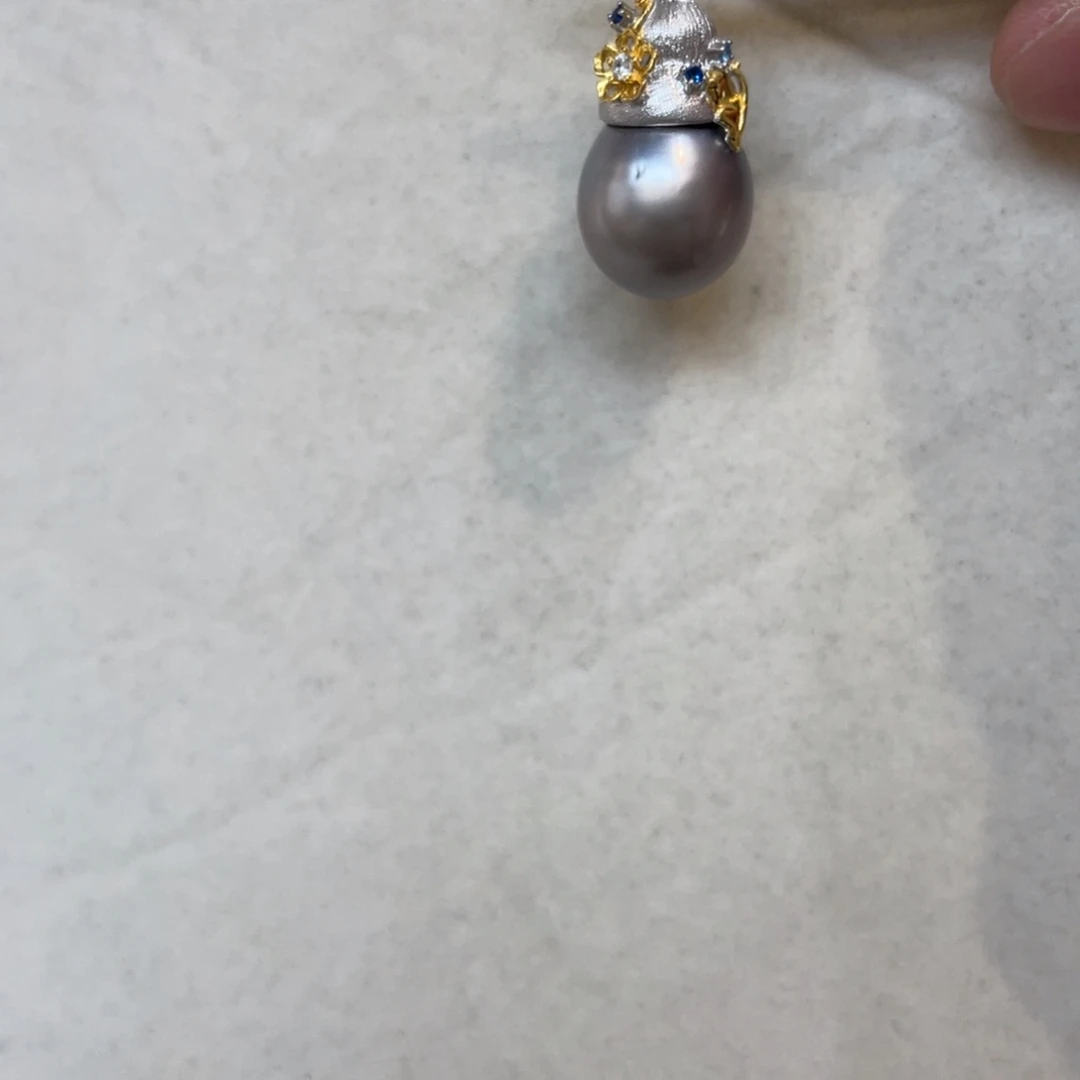 海水珍珠银S925镶嵌吊坠(不含链)
