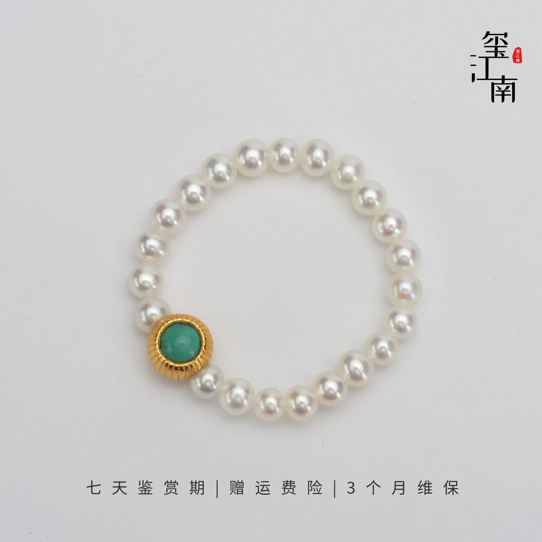 小松石戒指｜淡水珍珠小baby珠弹力戒指简约时尚2.5-3.5mm  FJ040