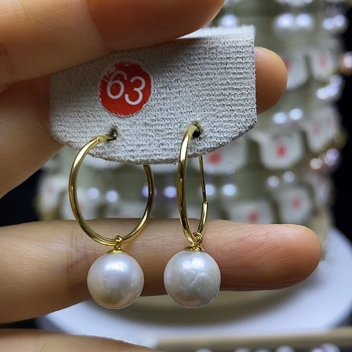 淡水珍珠耳饰银S925镶嵌