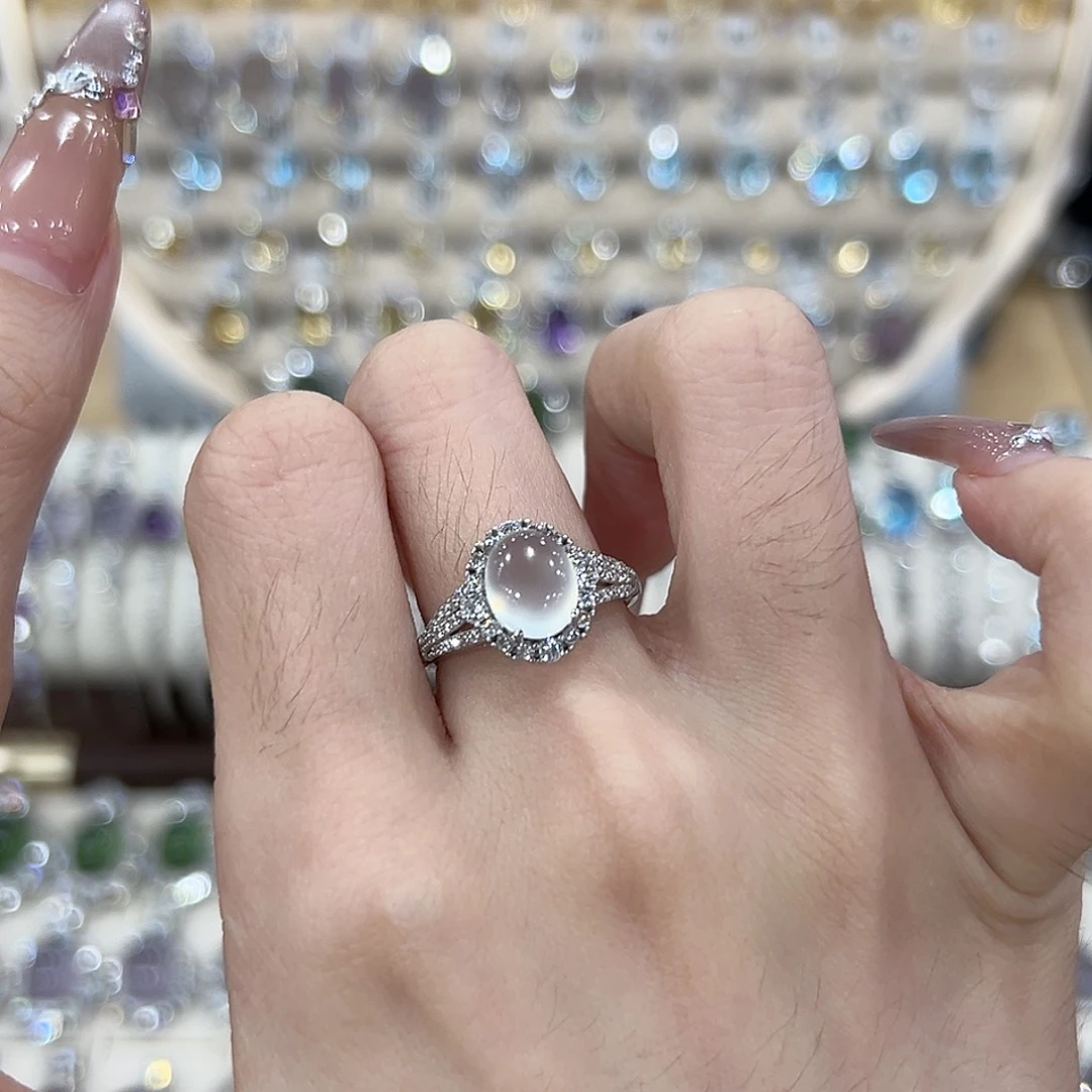 岫玉银S925镶嵌戒指