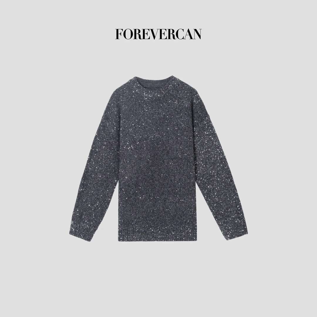FOREVERCAN“满目星辰”美丽诺羊毛客订LM软亮片针织上衣MY4554