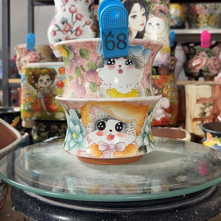 满38包邮 景德镇手绘花盆