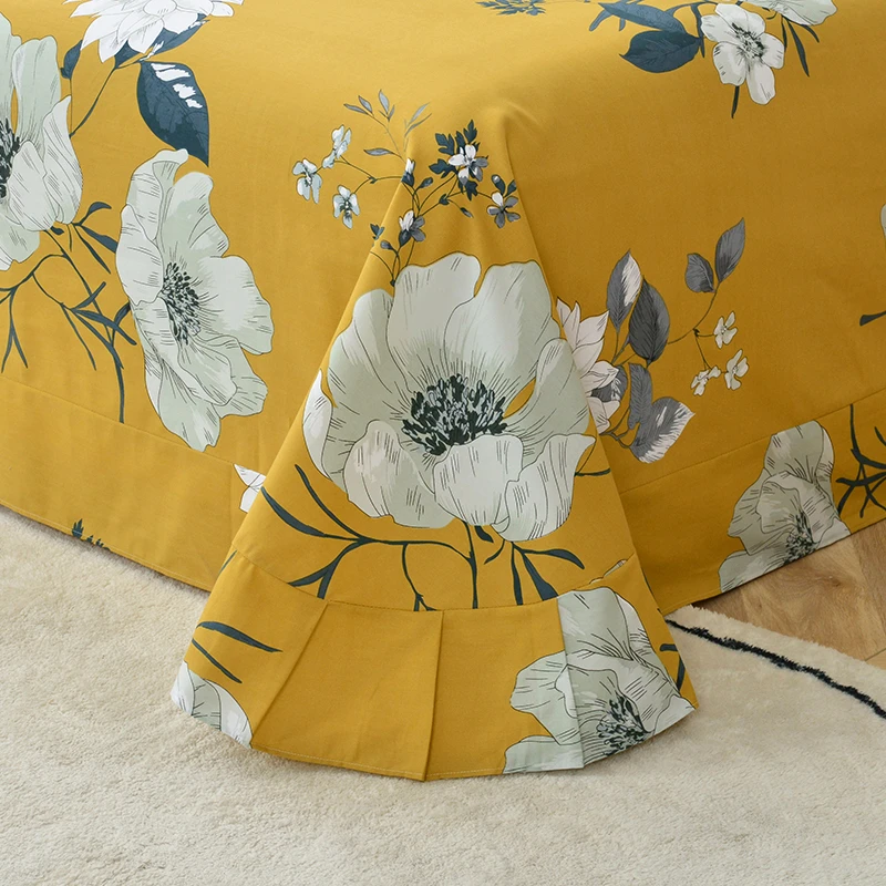 【单床单】四季款100%全棉床单单件圆角荷叶边单人双人家用标准尺寸