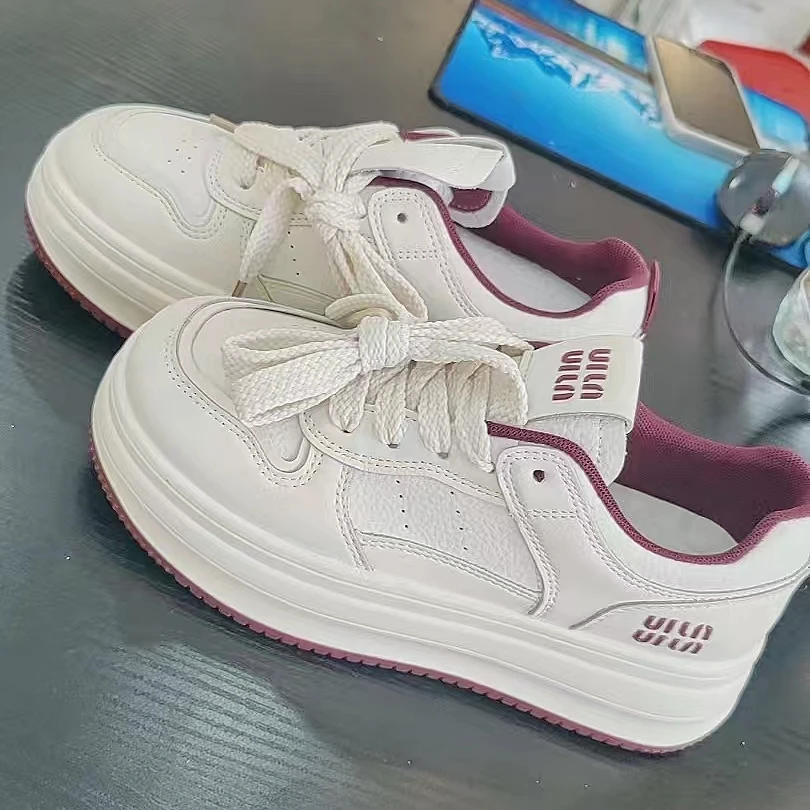 2025春季厚底松糕鞋百搭气质简约时尚小白鞋