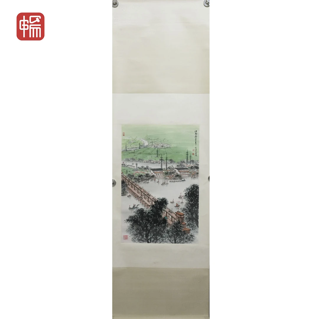 F239江南春 宋文治68.5*45(2.77平尺) 纸本立轴  ZW