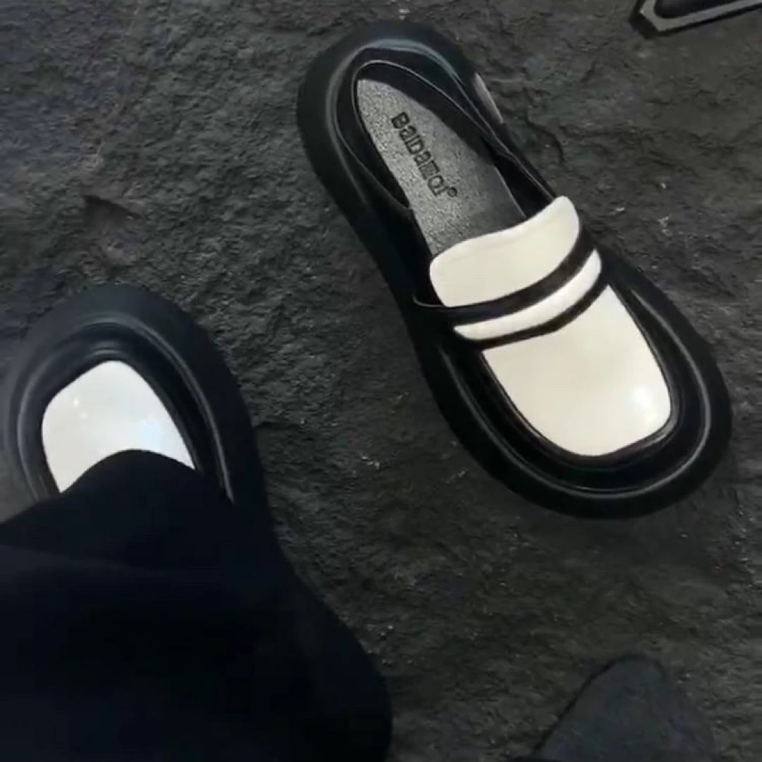 厚底复古英伦风乐福鞋女百搭软底一脚蹬小皮鞋春季1218-18