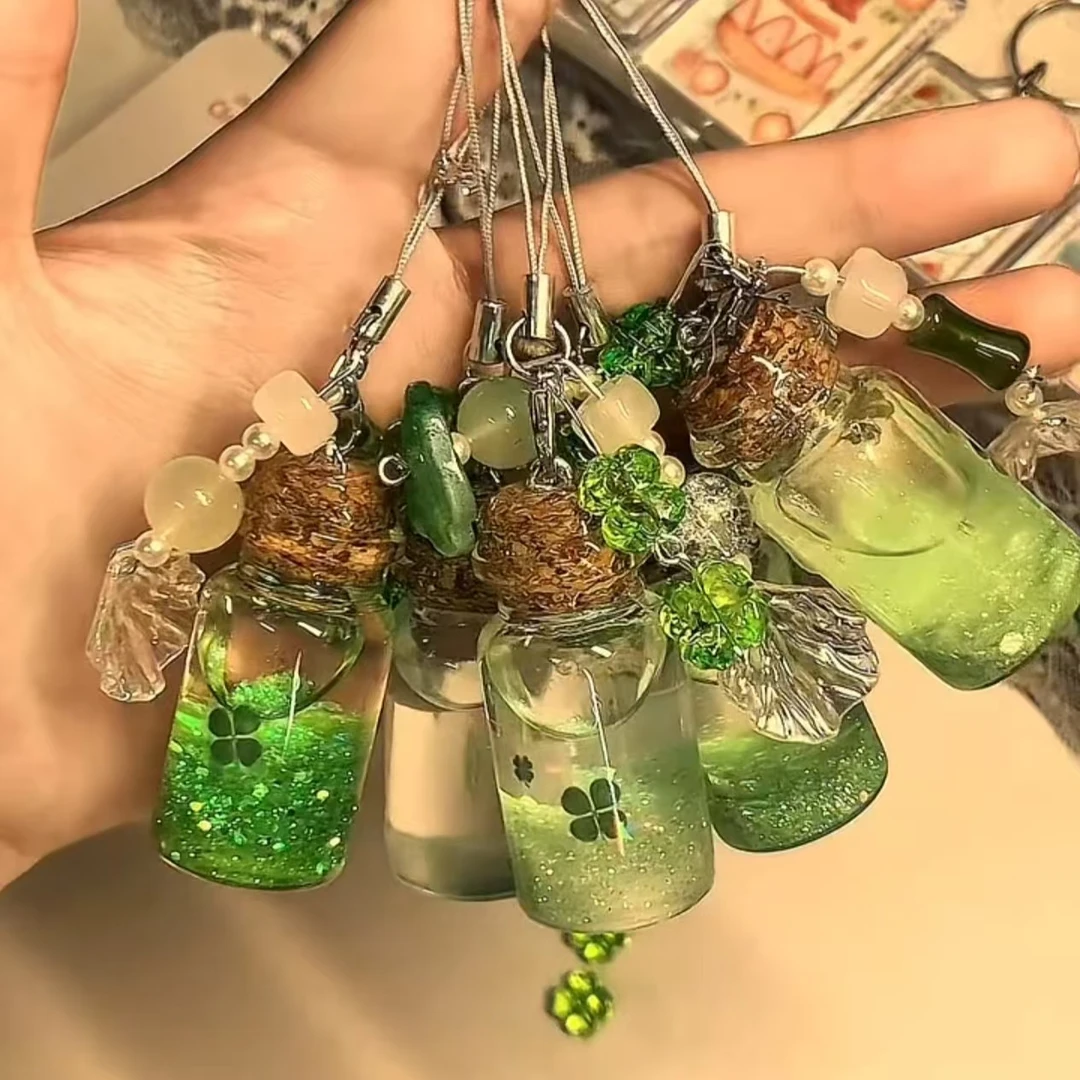 流沙许愿瓶透明幸运玻璃小瓶子DIY手作古早味春日挂件透明漂流瓶