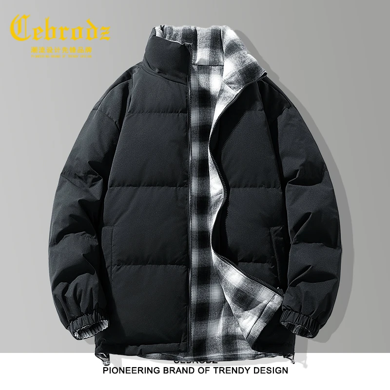 法国Cebrodz羽绒服男冬季加厚保暖爸爸外套中老年百搭立领上衣男