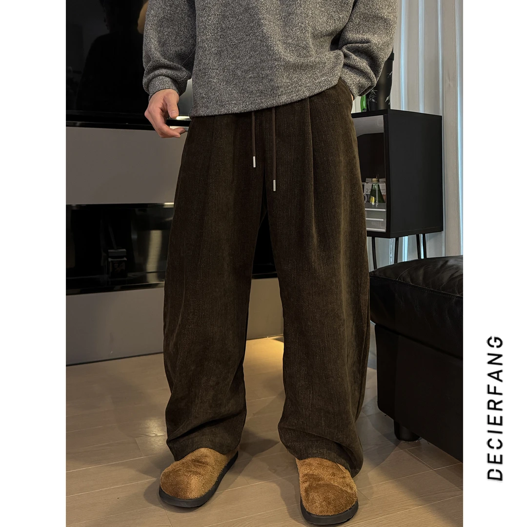 【定制莱赛尔绒感面料】秋冬季新款时尚百搭设计师款老钱风休闲裤