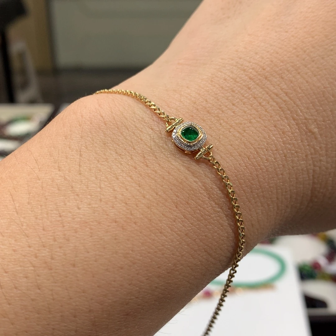 祖母绿18K金镶嵌手链