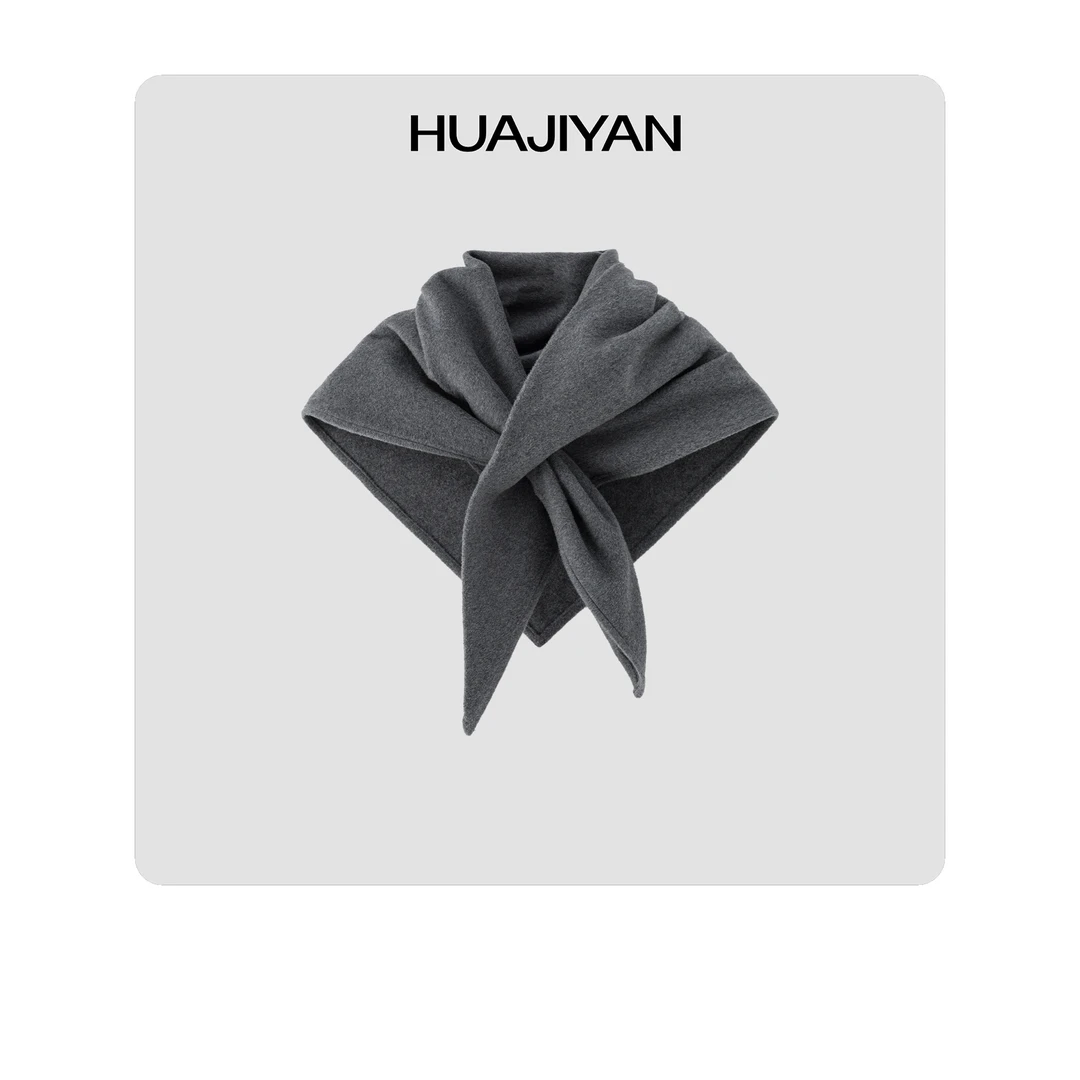 华吉言/HUAJIYAN【配饰系列】羊绒羊毛高支双层错位交叠三角巾