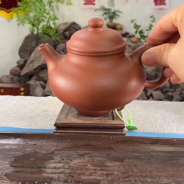 紫砂茶壶红降坡容天180左右的容量半手制作