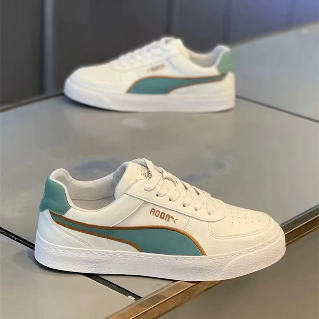 男鞋2024春季新款低帮软底时尚百搭板鞋皮布系带舒适爆款休闲潮鞋
