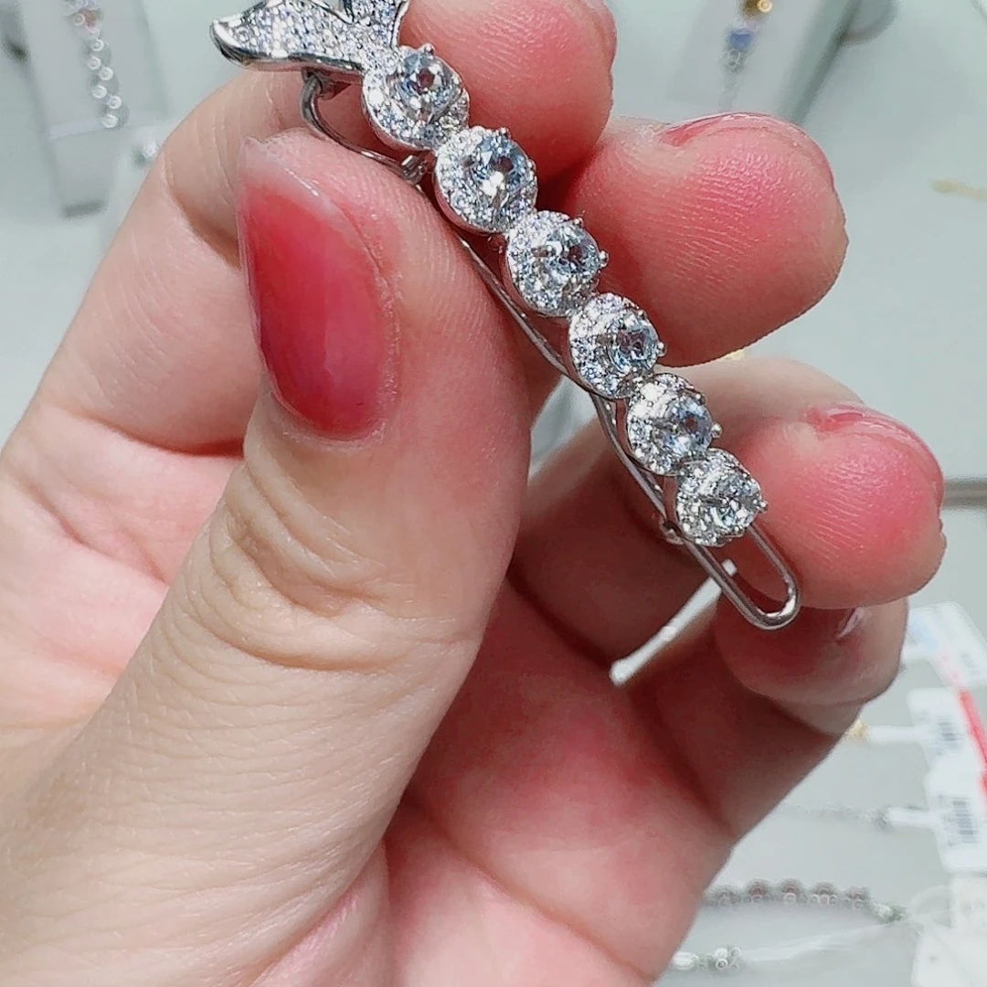 海蓝宝石银S925镶嵌发夹发夹