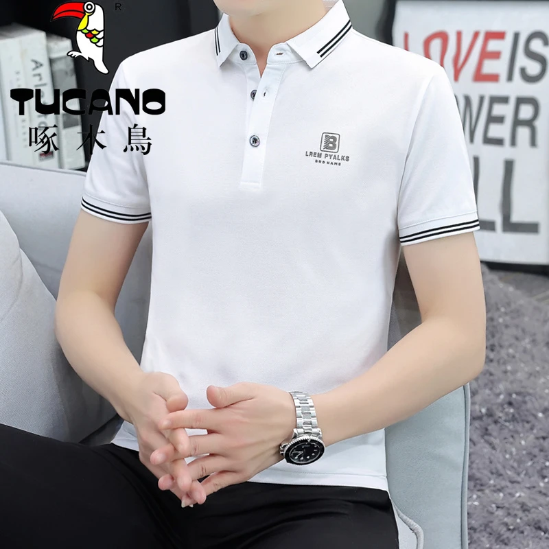 啄木鳥2025年男 短袖polo衫时尚翻领体恤衫休闲潮牌男装上衣半袖