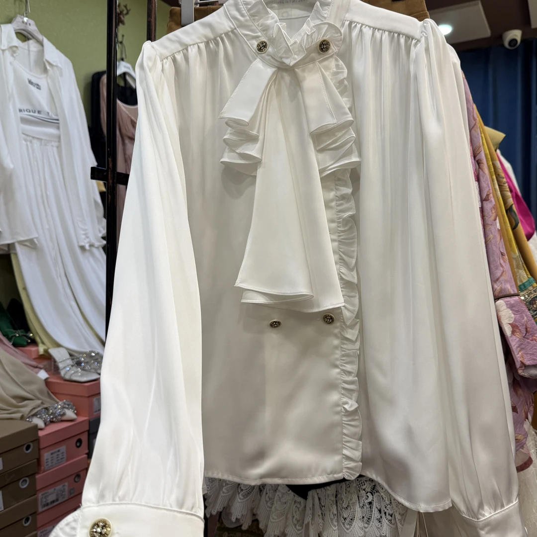 【恋尚雪】精致女人荷叶领百搭衬衫（衣长62左右）