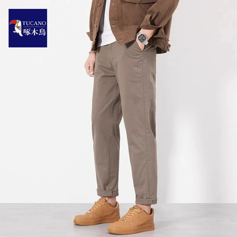 啄木鸟韩版休闲裤男士2025春秋季新款直筒宽松锥形潮牌百搭长裤子