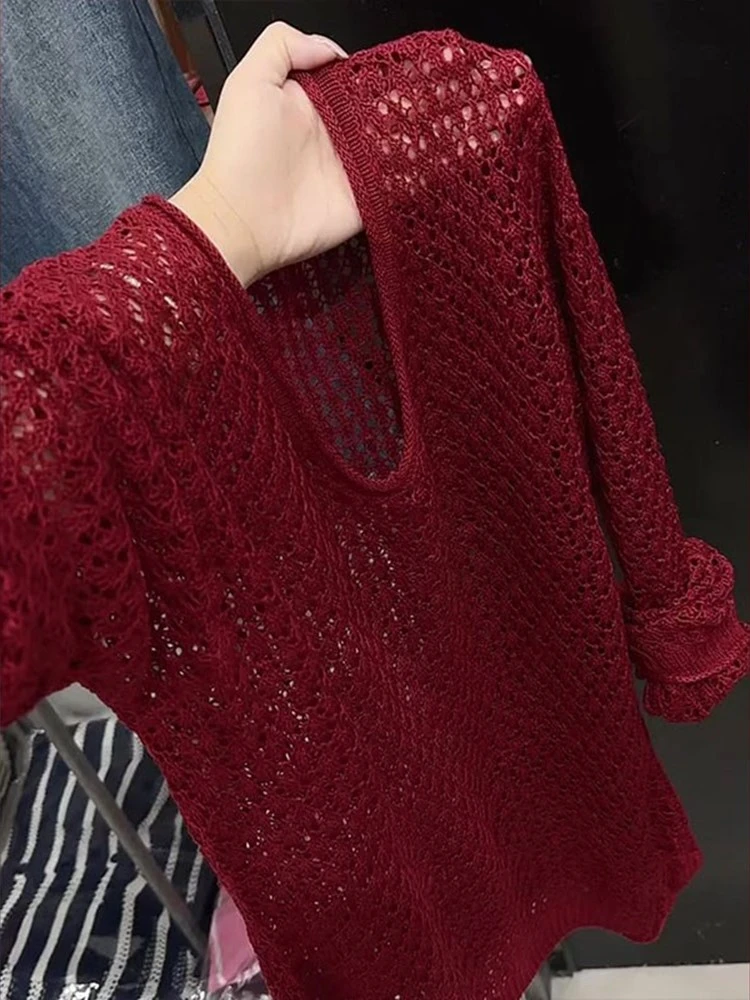 针织镂空女上衣显白小众2025年秋季新款气质穿搭慵懒风高级感长袖