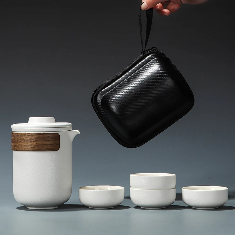 国潮主人杯粗陶旅行茶具便携式快客杯户外个人随身包功夫茶具配件