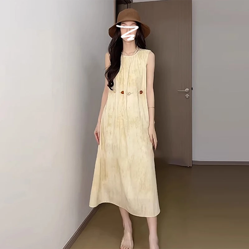 法式气质冷淡风显瘦连衣裙子女新款夏季轻奢高级感背心裙长裙3473