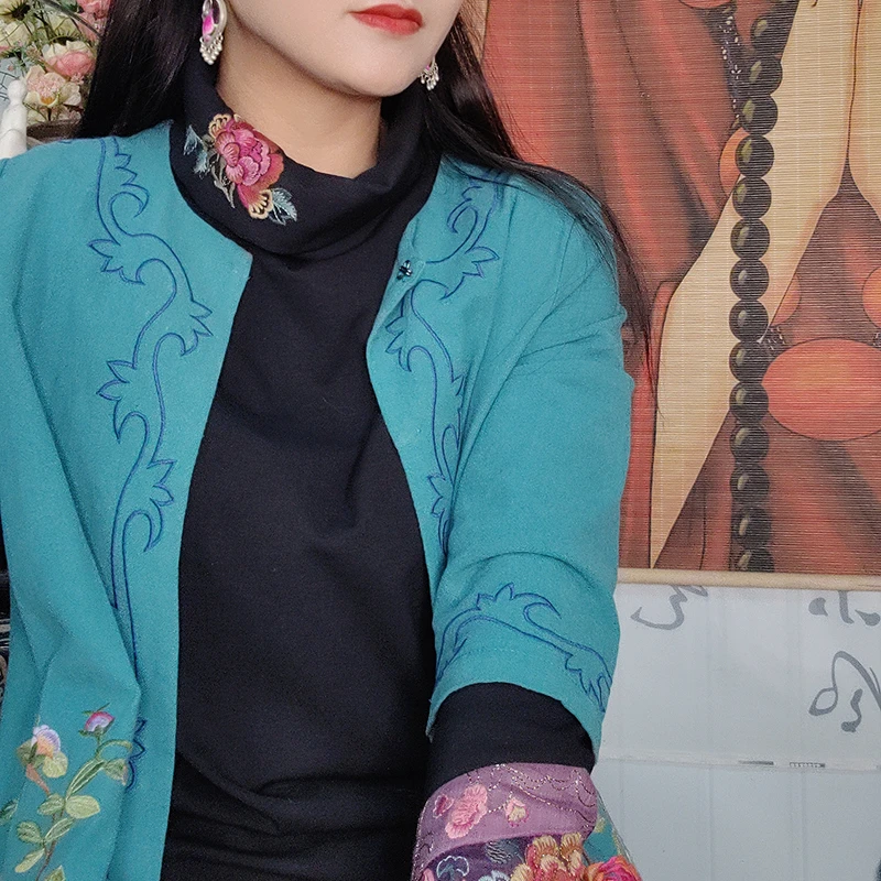 春季百搭长款民族风气质长外套152016