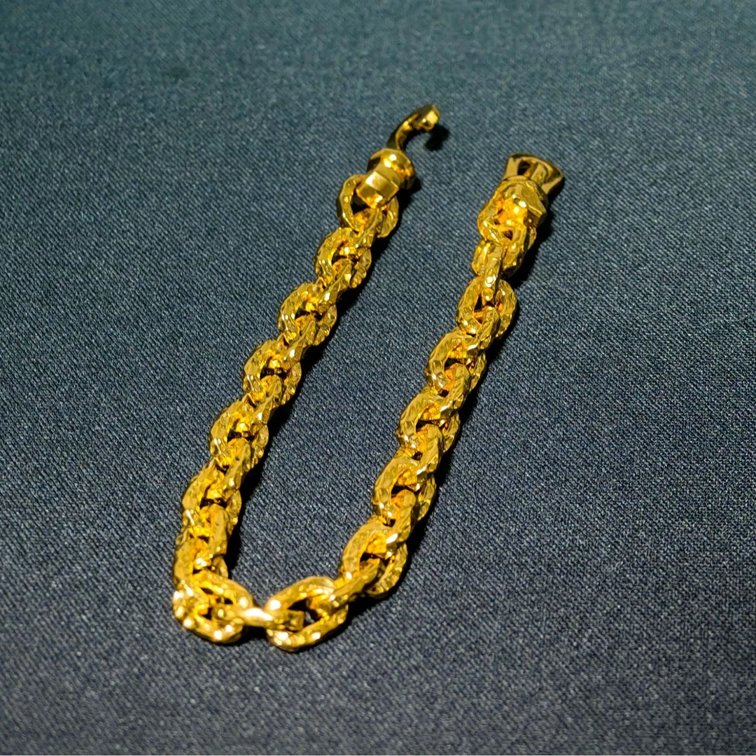 足银手链 锤纹陨石坑手链复古时尚个性手链