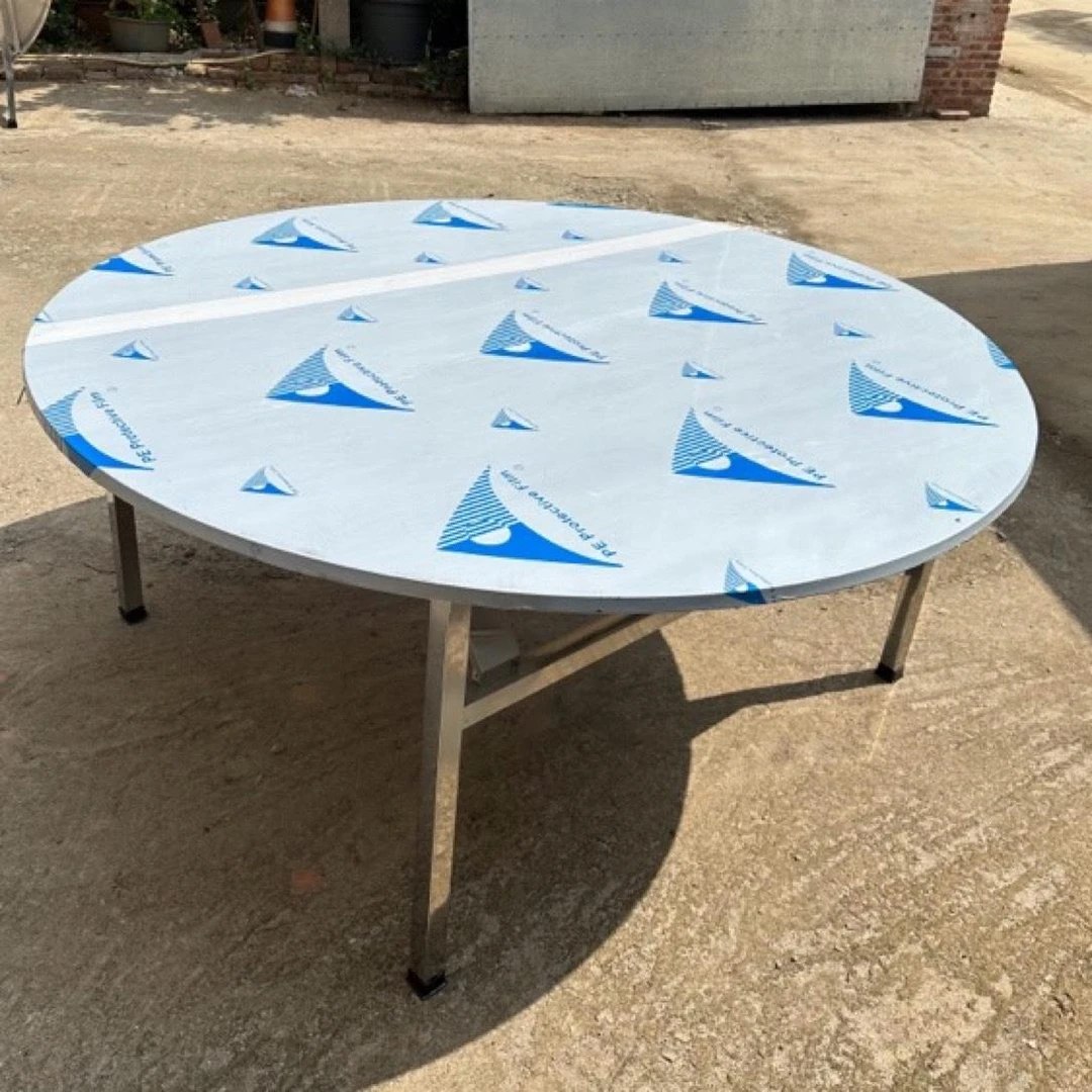 加厚1.6-1.8米全不锈钢大圆桌折叠连体餐桌餐饮酒席吃饭桌