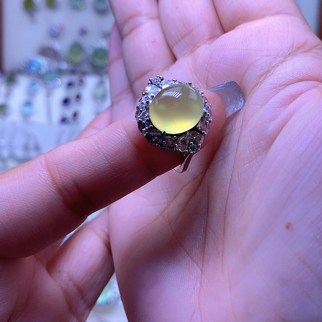 岫玉银S925镶嵌戒指