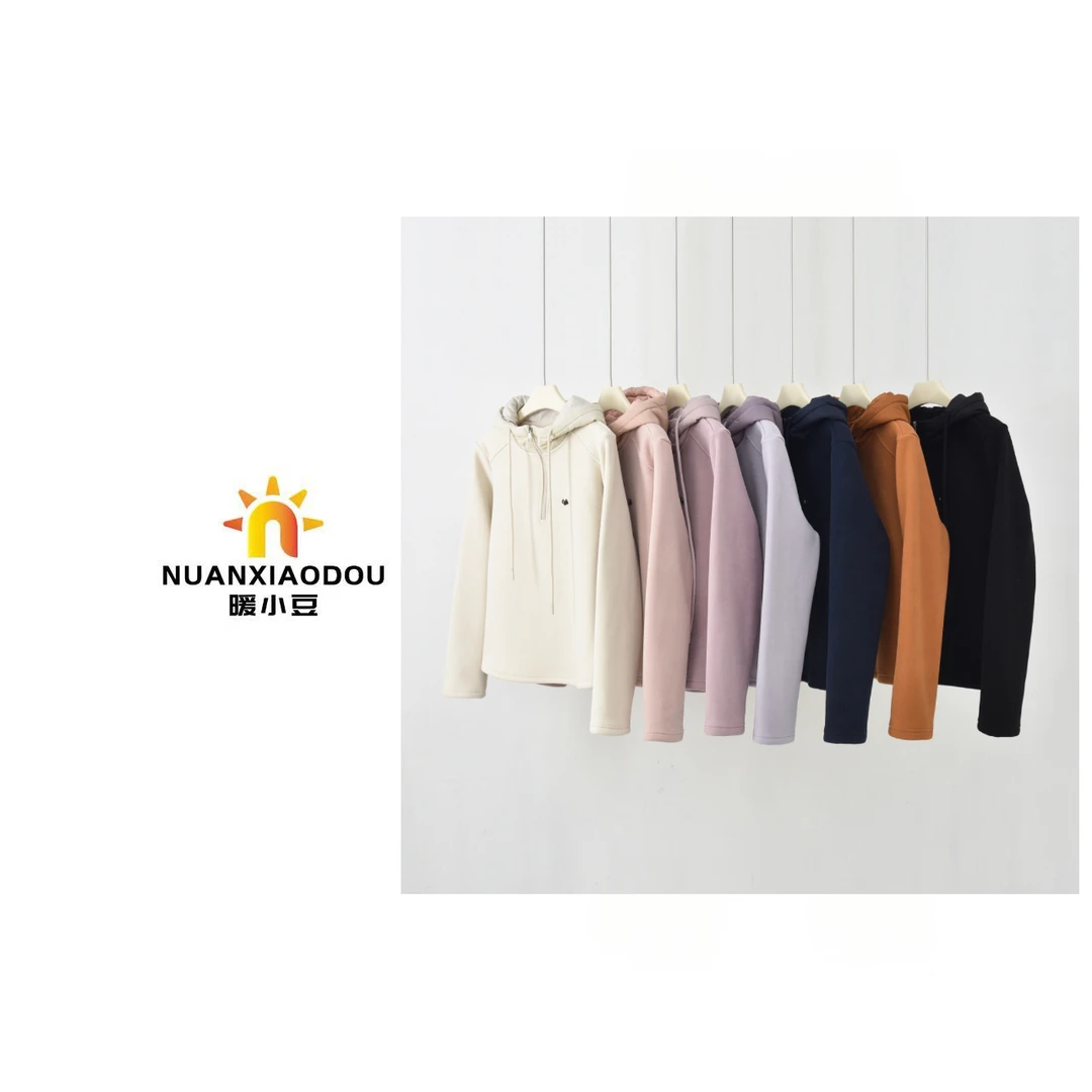 （视频）HXSM「拼接航棉帽」冬款女士考拉绒卫衣2628